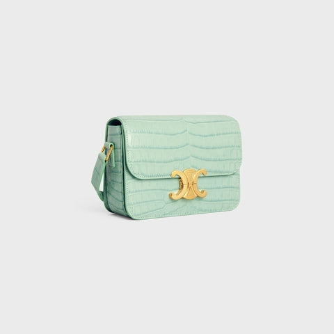 TEEN TRIOMPHE BAG IN CROCODILE VERT DE GRIS