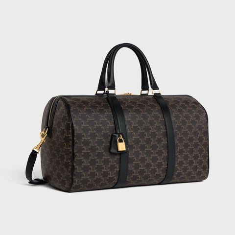 MEDIUM TRAVEL BAG IN TRIOMPHE CANVAS AND CALFSKIN BLACK