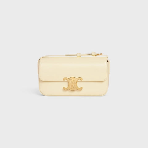 SHOULDER BAG TRIOMPHE IN SHINY CALFSKIN SOFT YELLOW