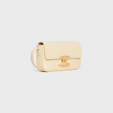 SHOULDER BAG TRIOMPHE IN SHINY CALFSKIN SOFT YELLOW