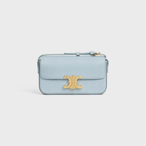 SHOULDER BAG TRIOMPHE IN LIZARD ICE BLUE