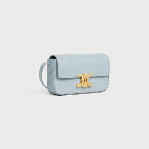 SHOULDER BAG TRIOMPHE IN LIZARD ICE BLUE