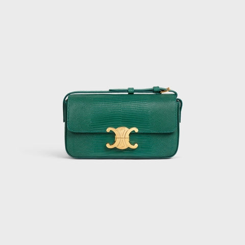 SHOULDER BAG TRIOMPHE IN LIZARD PINE GREEN