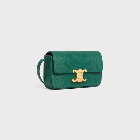 SHOULDER BAG TRIOMPHE IN LIZARD PINE GREEN