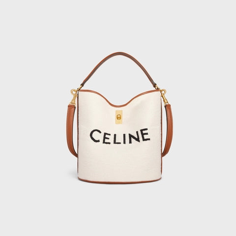 BUCKET 16 BAG IN TEXTILE WITH CELINE JACQUARD NATURAL / TAN