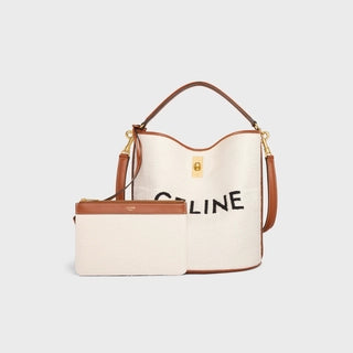 BUCKET 16 BAG IN TEXTILE WITH CELINE JACQUARD NATURAL / TAN