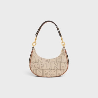 MEDIUM AVA STRAP BAG IN TEXTILE WITH CELINE ALL-OVER PRINT NATURAL / TAN