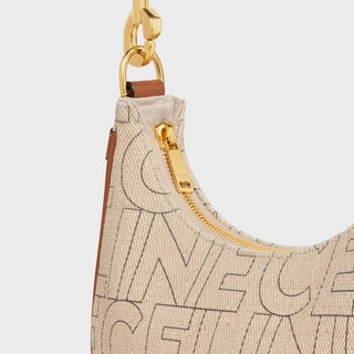 MEDIUM AVA STRAP BAG IN TEXTILE WITH CELINE ALL-OVER PRINT NATURAL / TAN