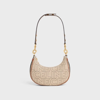 MEDIUM AVA STRAP BAG IN TEXTILE WITH CELINE ALL-OVER PRINT NATURAL / TAN