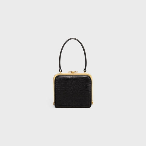 TRIOMPHE MINAUDIERE IN SEQUINS AND CALFSKIN BLACK