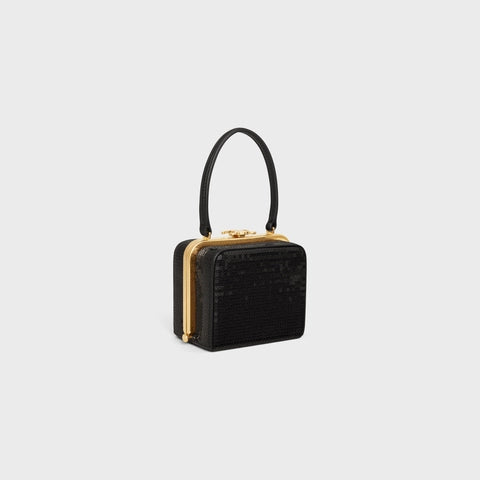 TRIOMPHE MINAUDIERE IN SEQUINS AND CALFSKIN BLACK