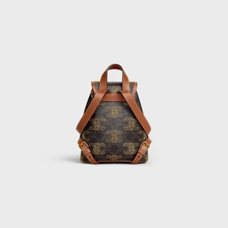 MINI BACKPACK FOLCO IN TRIOMPHE CANVAS WITH TRIOMPHE HEART EMBROIDERY TAN