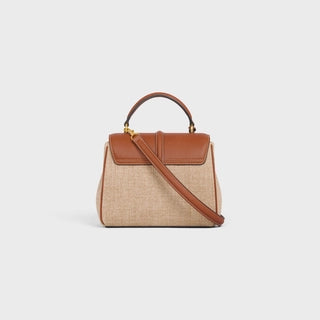 MINI 16 IN TEXTILE AND NATURAL CALFSKIN BEIGE / TAN