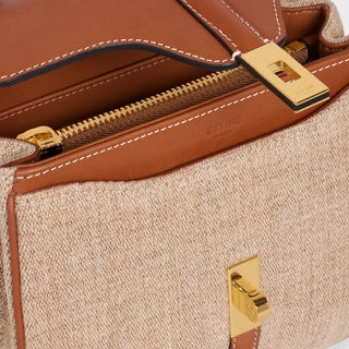 MINI 16 IN TEXTILE AND NATURAL CALFSKIN BEIGE / TAN