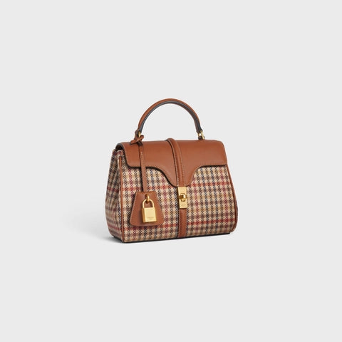 MINI 16 IN TWEED AND NATURAL CALFSKIN MULTICOLOR