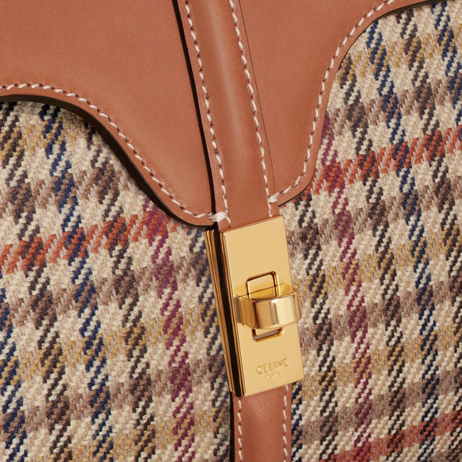 MINI 16 IN TWEED AND NATURAL CALFSKIN MULTICOLOR