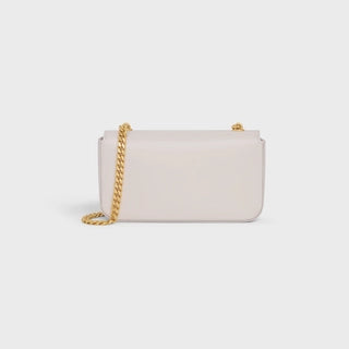 CHAIN SHOULDER BAG TRIOMPHE IN SHINY CALFSKIN CHALK