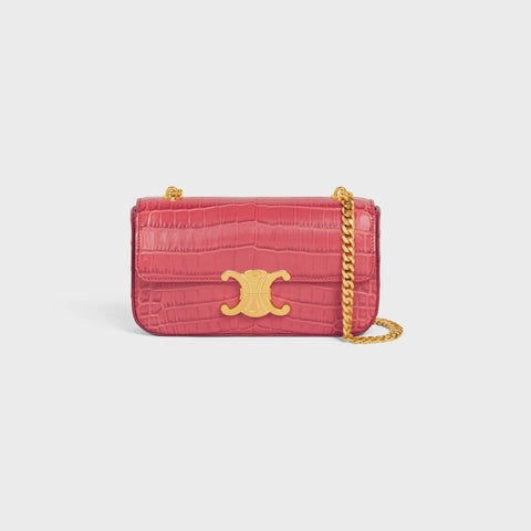 CHAIN SHOULDER BAG TRIOMPHE IN CROCODILE LIPSTICK