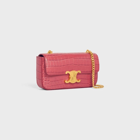 CHAIN SHOULDER BAG TRIOMPHE IN CROCODILE LIPSTICK