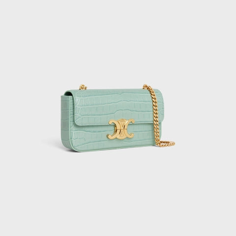 CHAIN SHOULDER BAG TRIOMPHE IN CROCODILE VERT DE GRIS