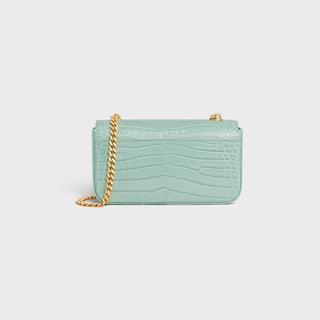 CHAIN SHOULDER BAG TRIOMPHE IN CROCODILE VERT DE GRIS