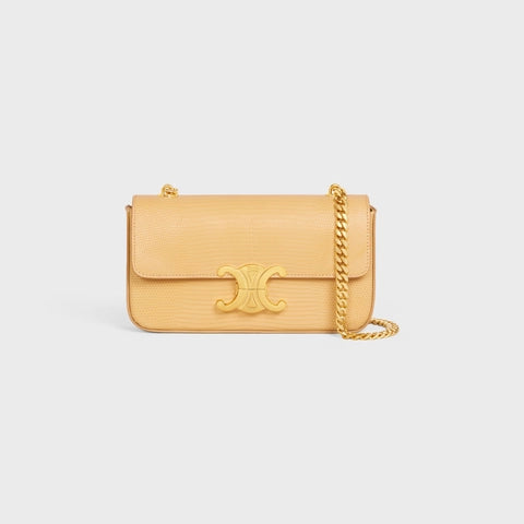 CHAIN SHOULDER BAG TRIOMPHE IN LIZARD POLLEN