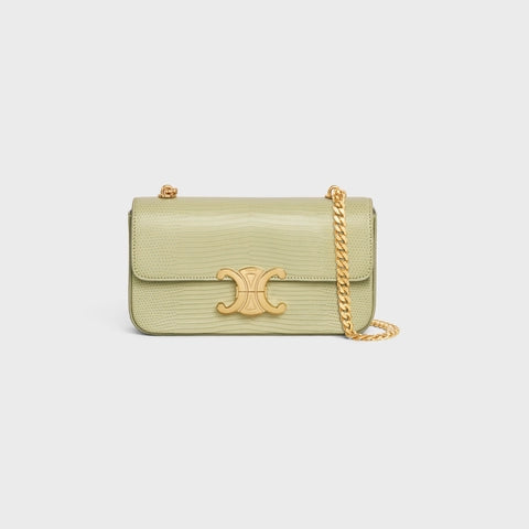 CHAIN SHOULDER BAG TRIOMPHE IN LIZARD APPLE GREEN