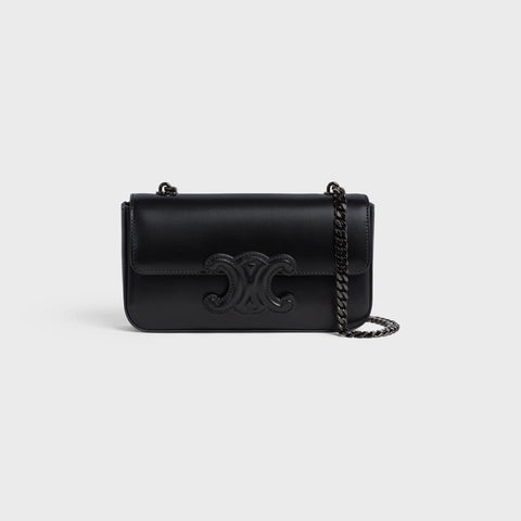 CHAIN SHOULDER BAG CUIR TRIOMPHE IN SHINY CALFSKIN BLACK / BLACK