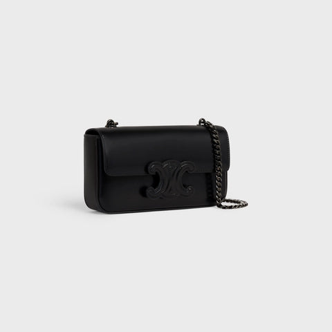 CHAIN SHOULDER BAG CUIR TRIOMPHE IN SHINY CALFSKIN BLACK / BLACK