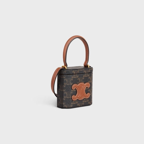 LOCK BAG CUIR TRIOMPHE IN TRIOMPHE CANVAS AND CALFSKIN TAN