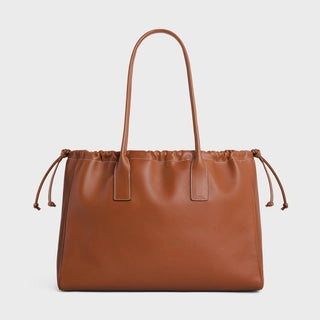 CABAS DRAWSTRING CUIR TRIOMPHE IN SMOOTH CALFSKIN TAN