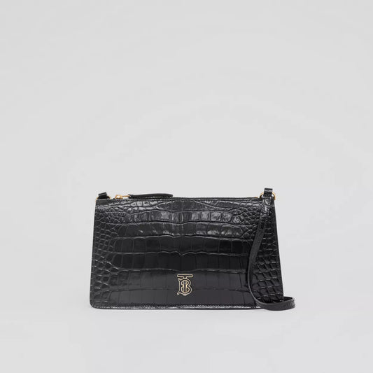 Embossed Leather Mini TB Shoulder Pouch