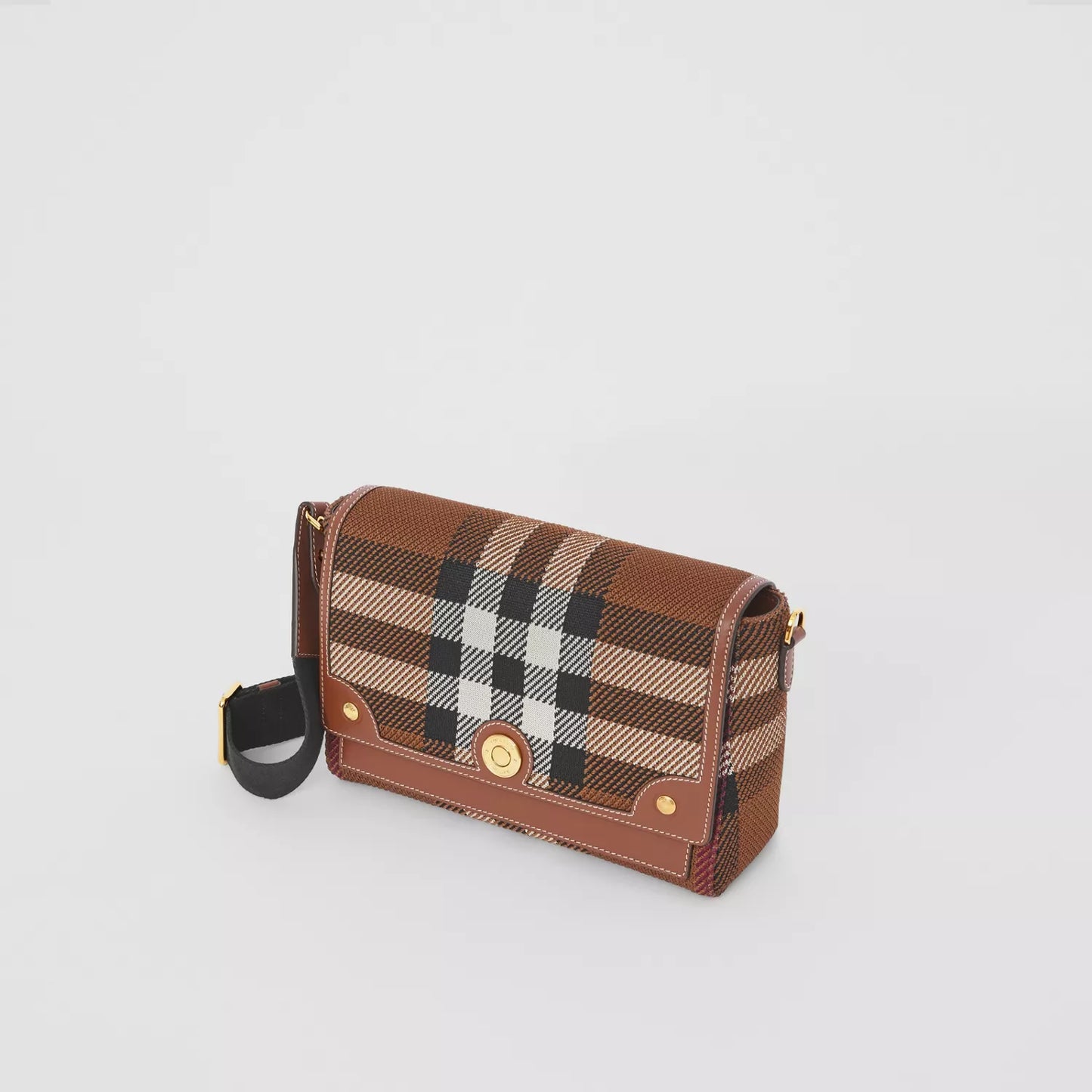 Knitted Check and Leather Note Crossbody Bag