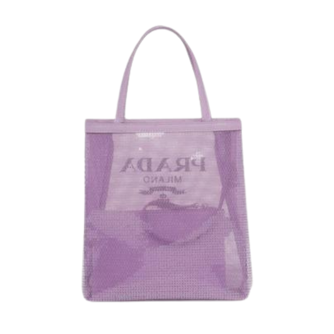 Small sequined mesh tote bag