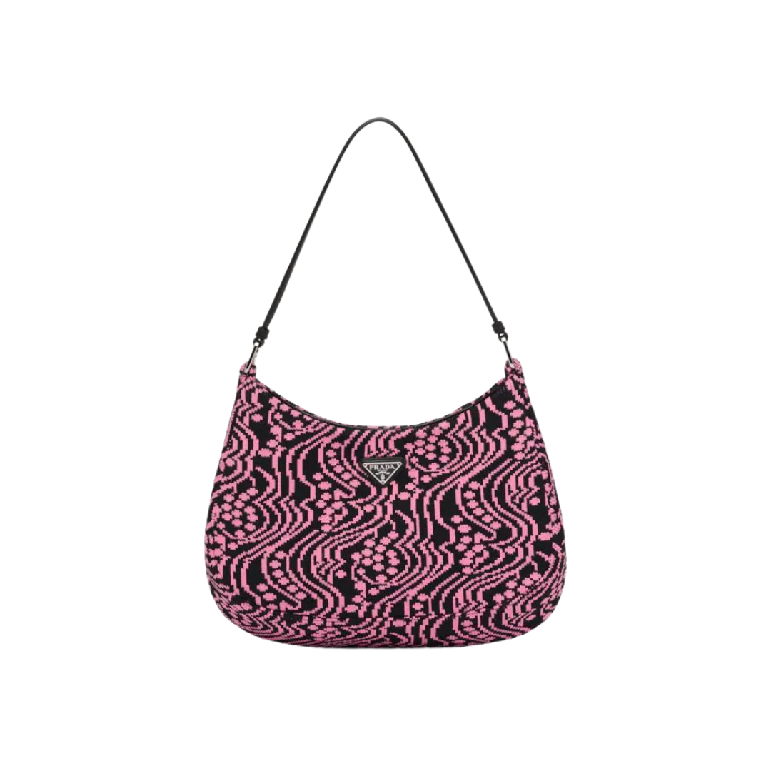 Prada Cleo jacquard knit and leather bag