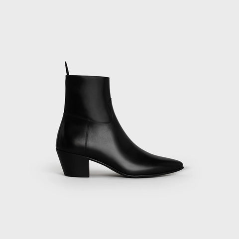 CELINE JACNO ZIPPED BOOT IN SHINY CALFSKIN BLACK