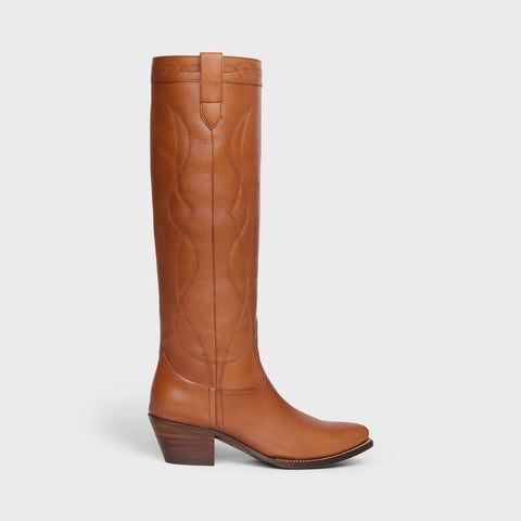 HIGH BOOT WESTERN BOOTS IN CALFSKIN HONEY