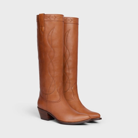 HIGH BOOT WESTERN BOOTS IN CALFSKIN HONEY