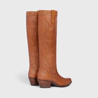 HIGH BOOT WESTERN BOOTS IN CALFSKIN HONEY