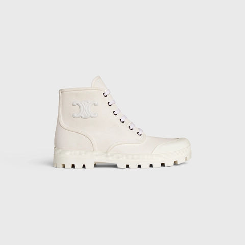 PATAPANS LACE UP BOOT WITH TRIOMPHE PATCH IN CANVAS WHITE