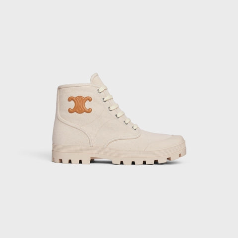 PATAPANS LACE UP BOOT WITH TRIOMPHE PATCH IN CANVAS MASTIC