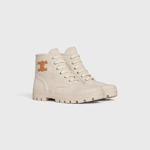 PATAPANS LACE UP BOOT WITH TRIOMPHE PATCH IN CANVAS MASTIC