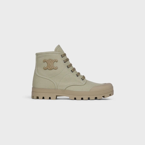 PATAPANS LACE UP BOOT WITH TRIOMPHE PATCH IN CANVAS LIGHT KHAKI