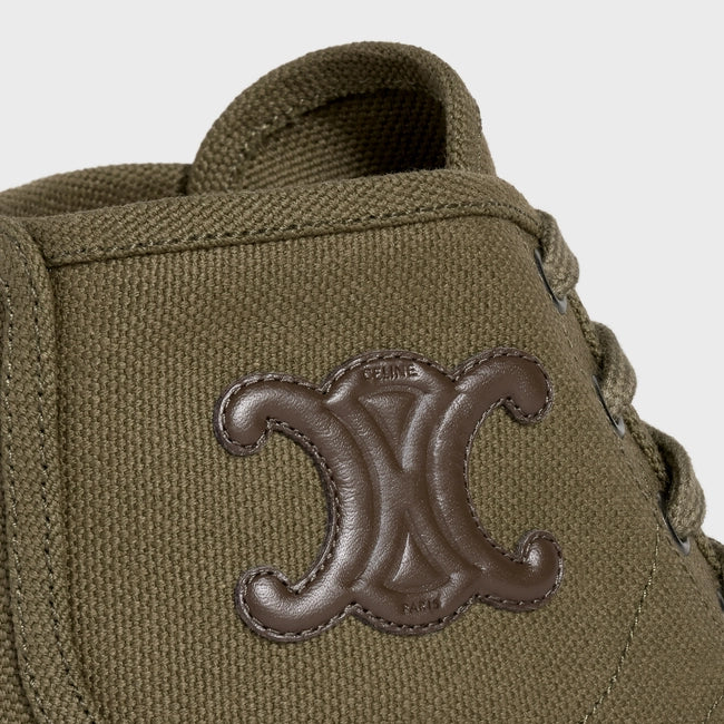 PATAPANS LACE UP BOOT WITH TRIOMPHE PATCH IN CANVAS ARMY GREEN