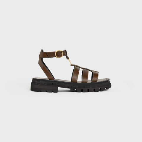 CLEA TRIOMPHE GLADIATOR CHUNKY SANDAL IN VEGETABLE - TANNED CALFSKIN KHAKI