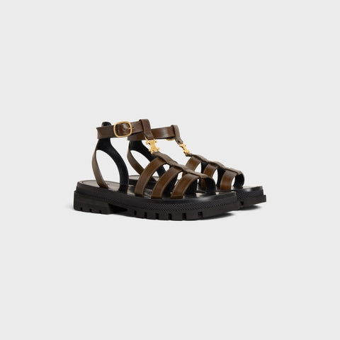 CLEA TRIOMPHE GLADIATOR CHUNKY SANDAL IN VEGETABLE - TANNED CALFSKIN KHAKI