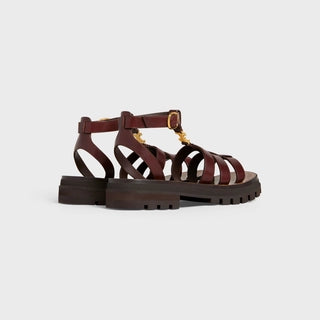 CLEA TRIOMPHE GLADIATOR CHUNKY SANDAL IN VEGETABLE - TANNED CALFSKIN DARK BROWN