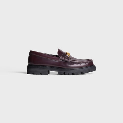 CELINE MARGARET LOAFER WITH TRIOMPHE CHAIN IN POLISHED BULL BURGUNDY