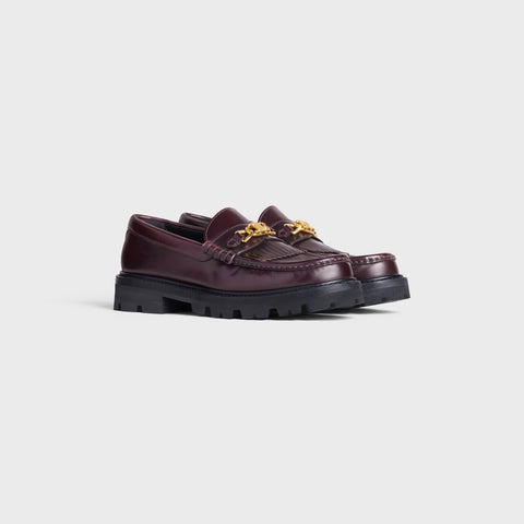 CELINE MARGARET LOAFER WITH TRIOMPHE CHAIN IN POLISHED BULL BURGUNDY