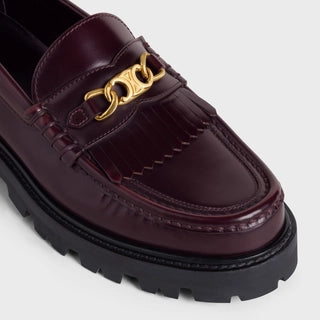 CELINE MARGARET LOAFER WITH TRIOMPHE CHAIN IN POLISHED BULL BURGUNDY